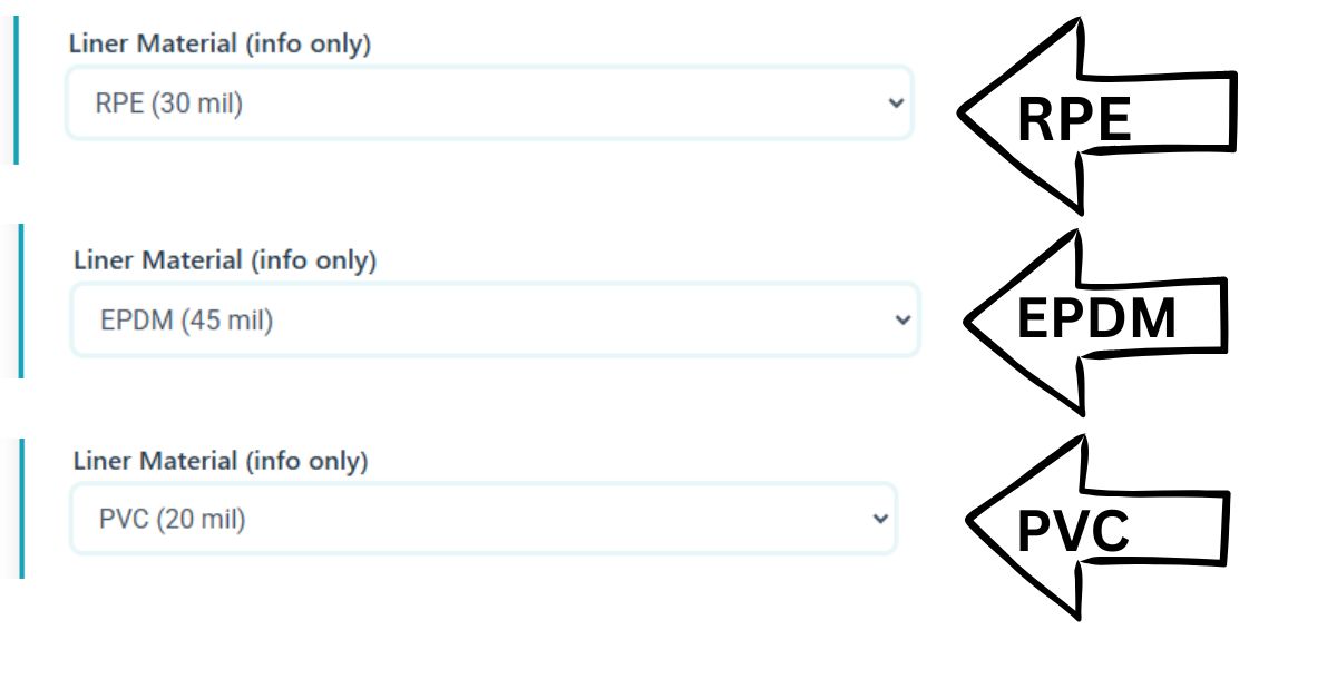 Liner Material Options (EPDM vs PVC vs RPE)