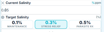 Current pond salinity percentage input used in a pond salinity calculator before calculating salt requirements
