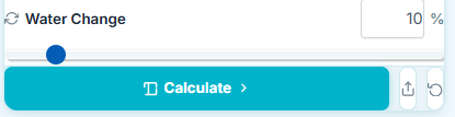 Entering water change percentage to adjust pond salinity and calculate accurate salt dosage