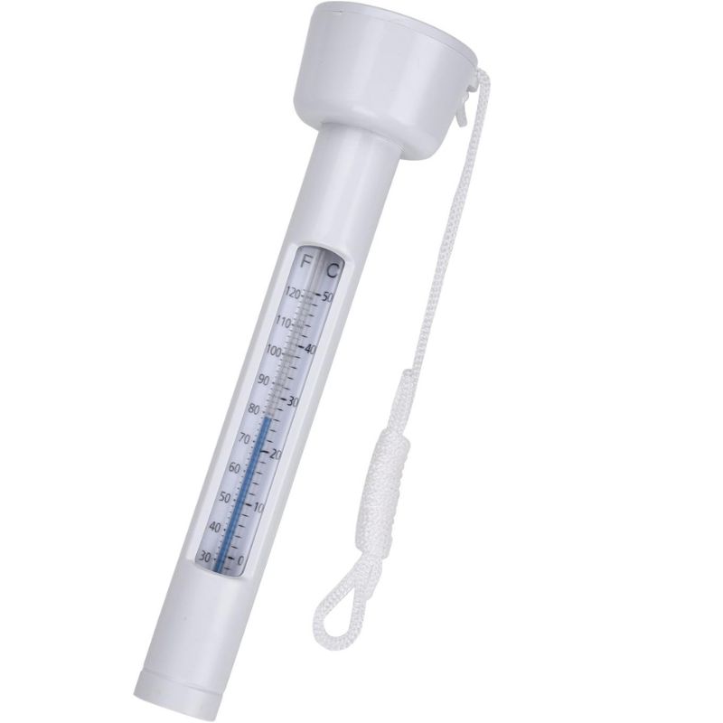 eLander large floating pond thermometer with easy-to-read analog display for measuring koi pond water temperature.
