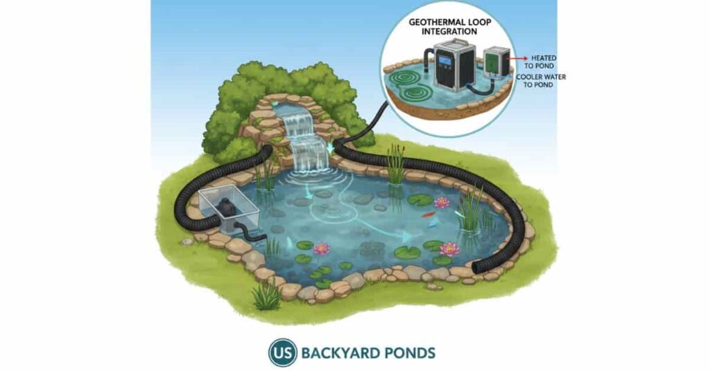 Advanced backyard pond with waterfall, skimmer, and pump system illustrating a pond pump capacity calculator setup.