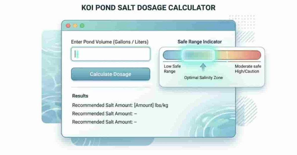 koi pond salinity testing infographic showing how to check existing salt levels in water