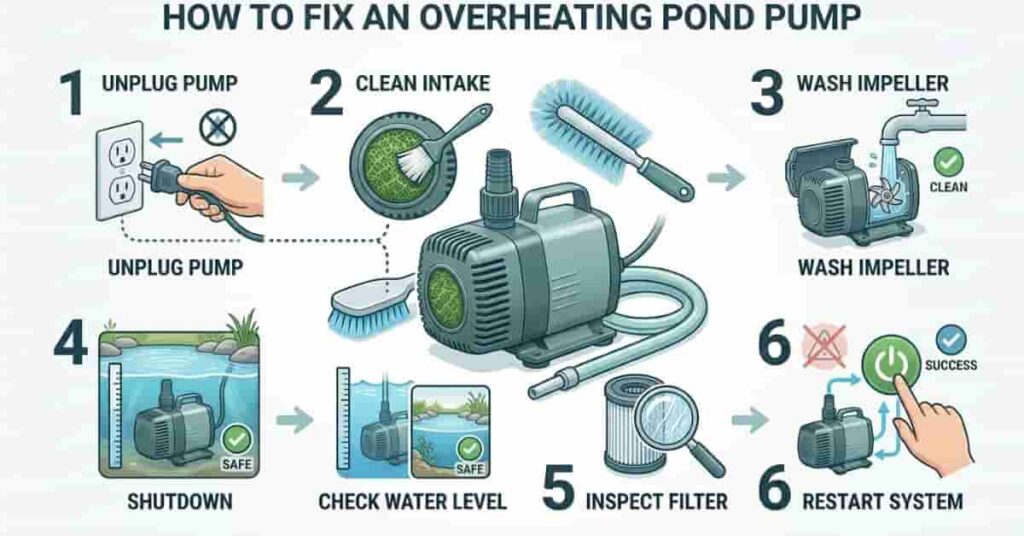 step by step guide to fixing pond pump overheating through cleaning and maintenance