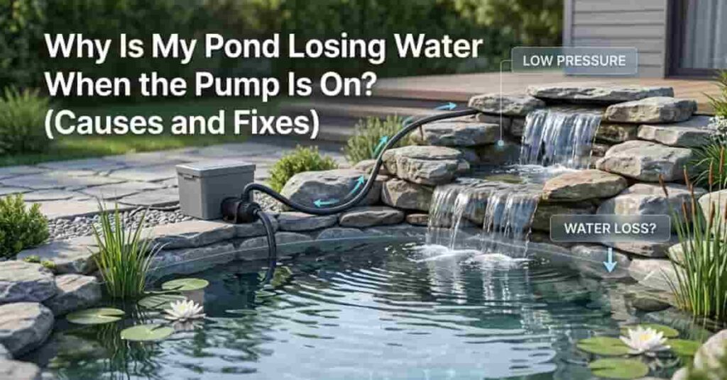 pond losing water when pump is on with weak waterfall flow and pond pump troubleshooting