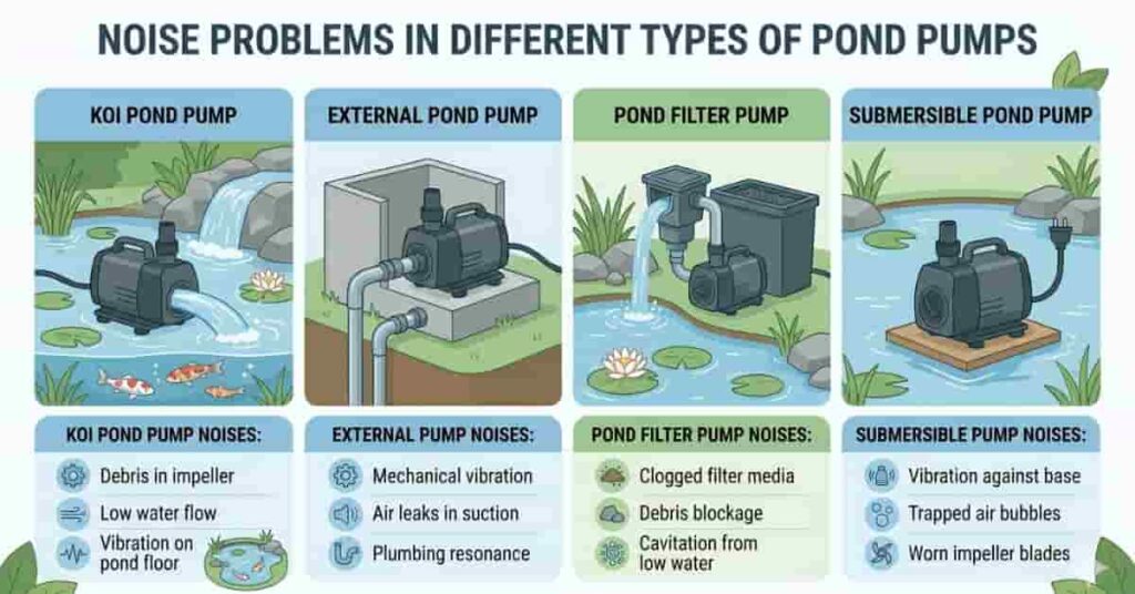comparison of noise problems in koi external filter and submersible pond pumps