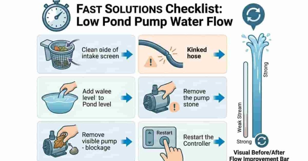 quick troubleshooting checklist for fixing low pond pump water flow with simple fast solutions
