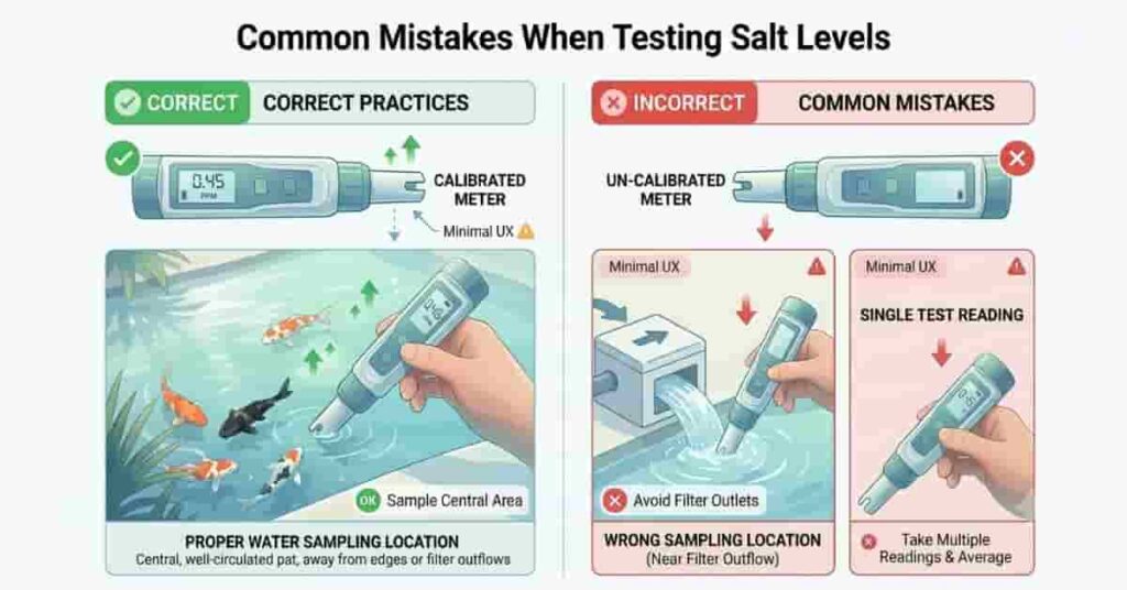 Pond salt concentration measurement chart showing PPM and percentage conversion for accurate water testing