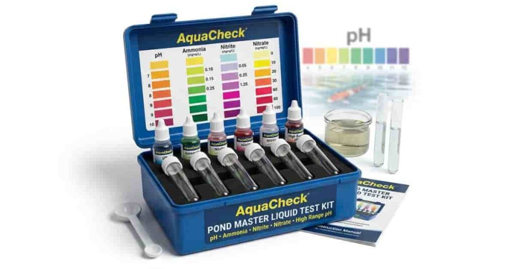 Best pond water test kits for koi ponds showing water testing equipment for accurate pond water quality testing