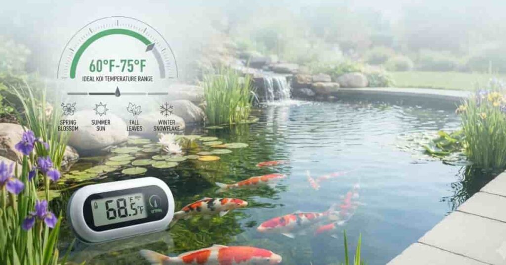 Ideal pond temperature for koi fish with seasonal water temperature monitoring