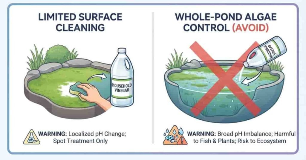 Vinegar and pond algae control comparison showing limited vinegar effectiveness