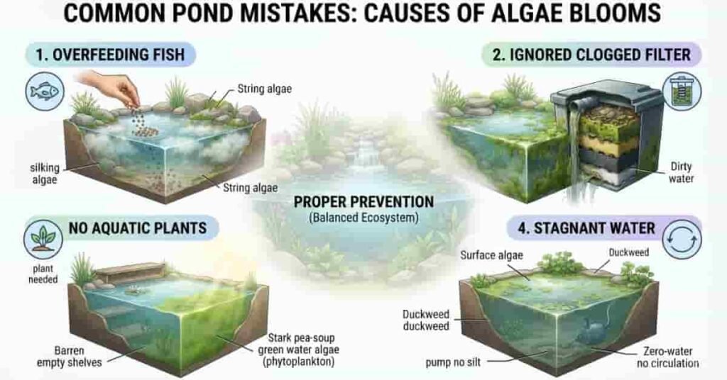 Common pond maintenance mistakes that cause algae to return after treatment