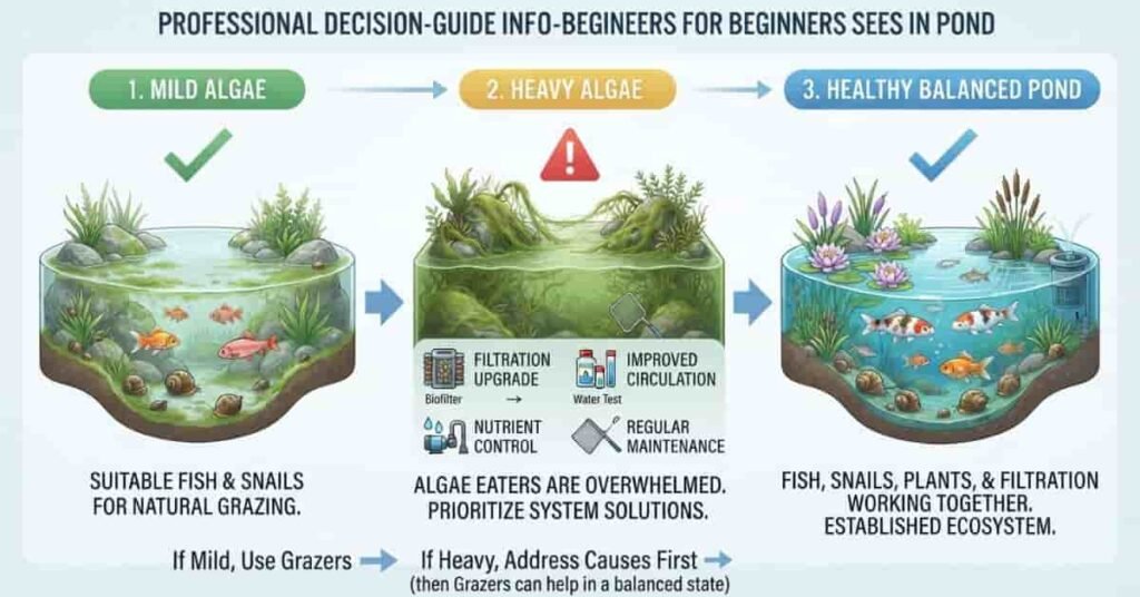 Guide to deciding whether algae eaters are suitable for a pond