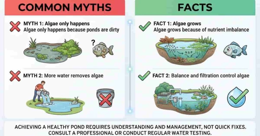 Common pond algae misconceptions explained with facts about algae causes and prevention