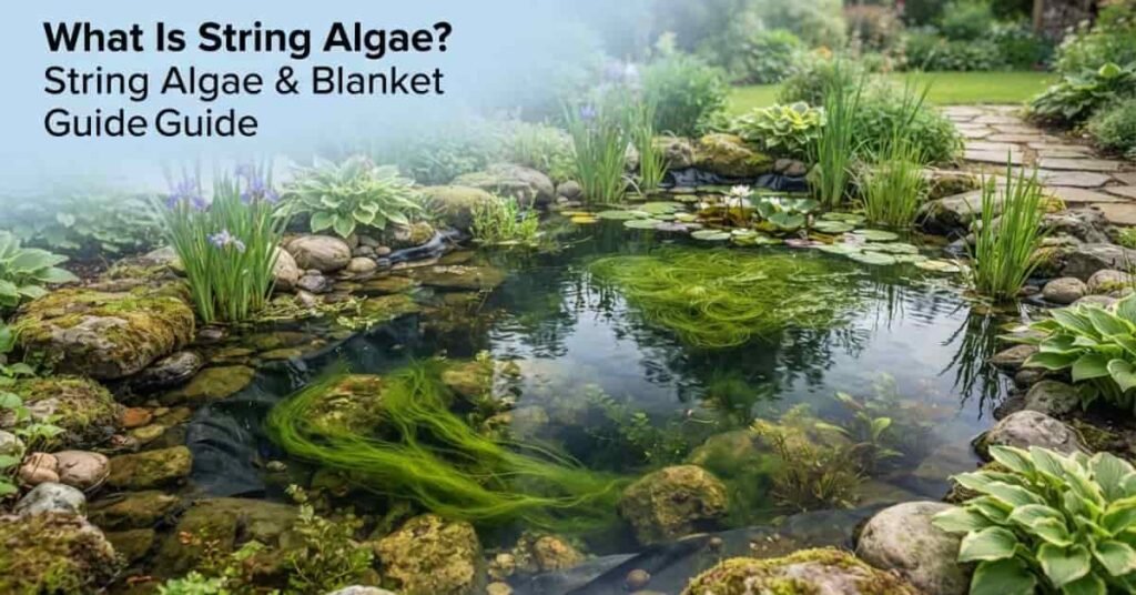 What is string algae growing as green threads and blanket weed in a pond